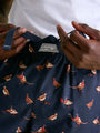 Joules DOZER Pyjama Bottoms Game Birds detail view of elasticated waist and game bird print.