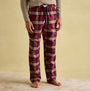 Joules SLEEPER Mens Pyjama Bottoms Red Check front view showcasing relaxed fit, drawcord waist, and checked pattern.