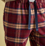 Joules SLEEPER Mens Pyjama Bottoms Red Check detail view featuring drawcord waist ties and checked pattern.