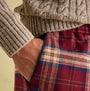 Joules SLEEPER Mens Pyjama Bottoms Red Check detail view showing checked pattern and side pocket.