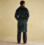 Joules MONTAGUE Mens Night Gown Navy Green Stripe back view displaying the striped design and soft material.