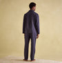 Joules HUGO Mens Pyjama Set Navy Stripe back view featuring striped design and comfortable fit.