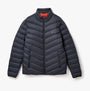 Joules GARRETT Mens Jacket Navy front view showing zip closure, padded design, and chevron quilting.