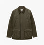 Joules FARLEIGH Mens Waterproof Midweight Country Coat Green front view with quilted detailing and button closure.