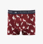 Joules CROWN JERSEY Mens Boxers Cock & Balls front view in maroon with chicken prints.