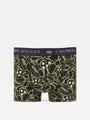 Joules CROWN JERSEY Mens 2-Pack Boxers Game Birds back view featuring playful game bird prints on a green background.