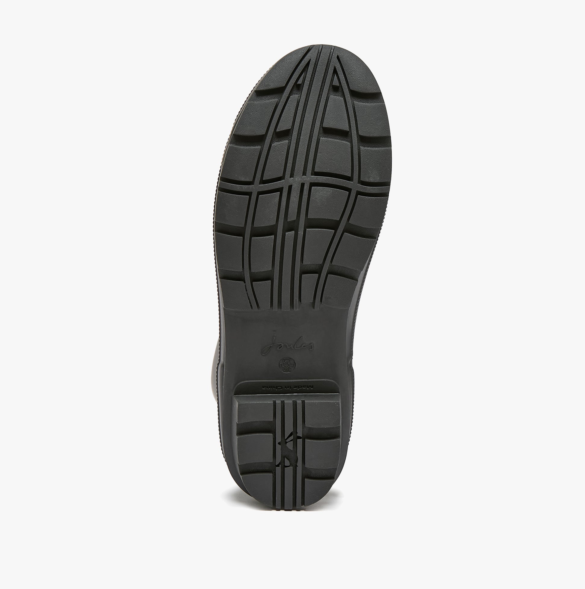 Joules HOUGHTON Womens Wellies Black sole view with rubber texture and traction pattern.