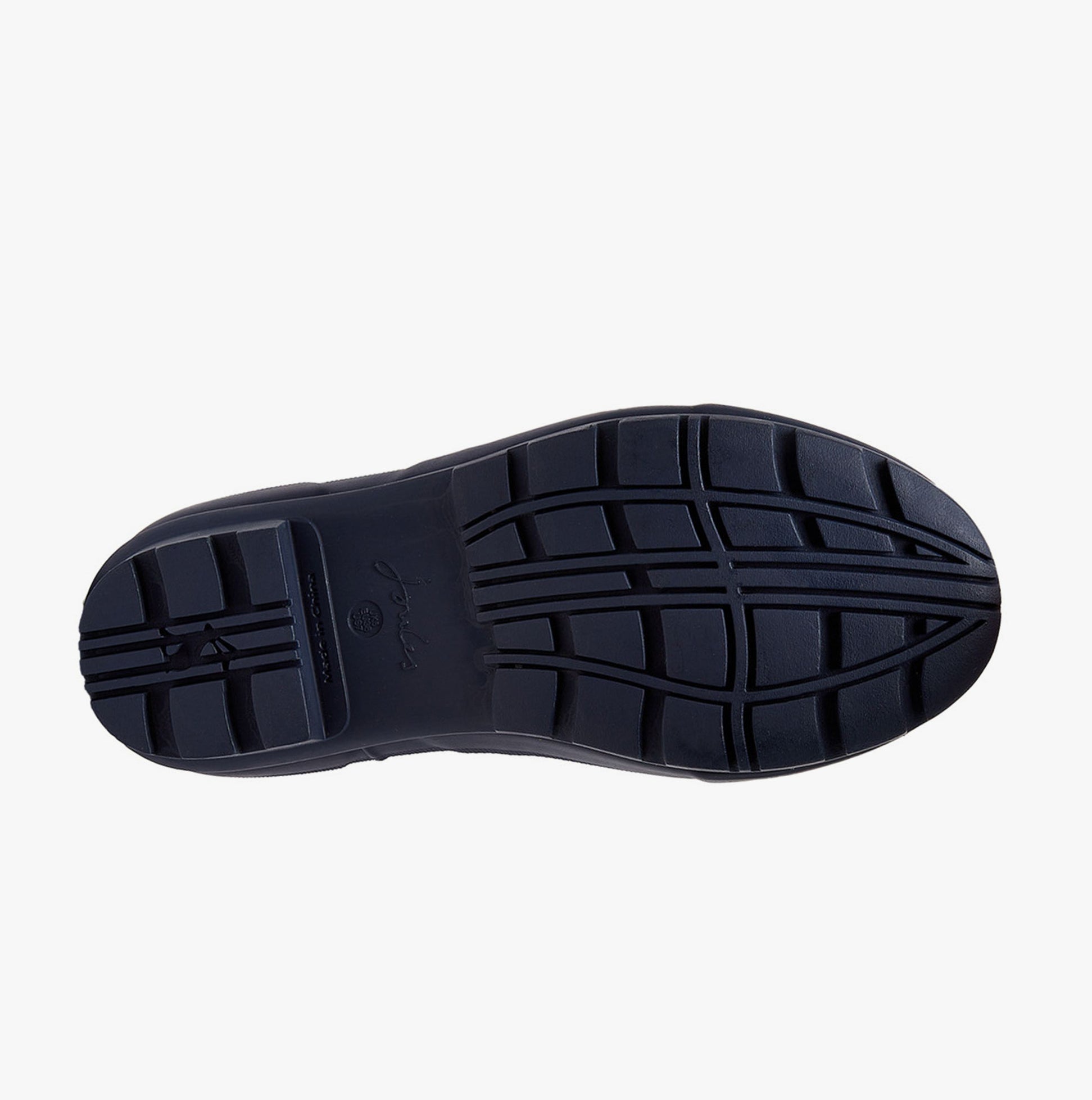 Joules FOXTON Womens Wellies Navy bottom view showing rubber sole design and traction pattern.