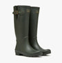 Joules HOUGHTON Womens Wellies Green side view of knee-high rubber boots with adjustable strap and buckle.