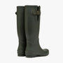 Joules HOUGHTON Womens Wellies Green back view showcasing the adjustable strap and knee-high design.