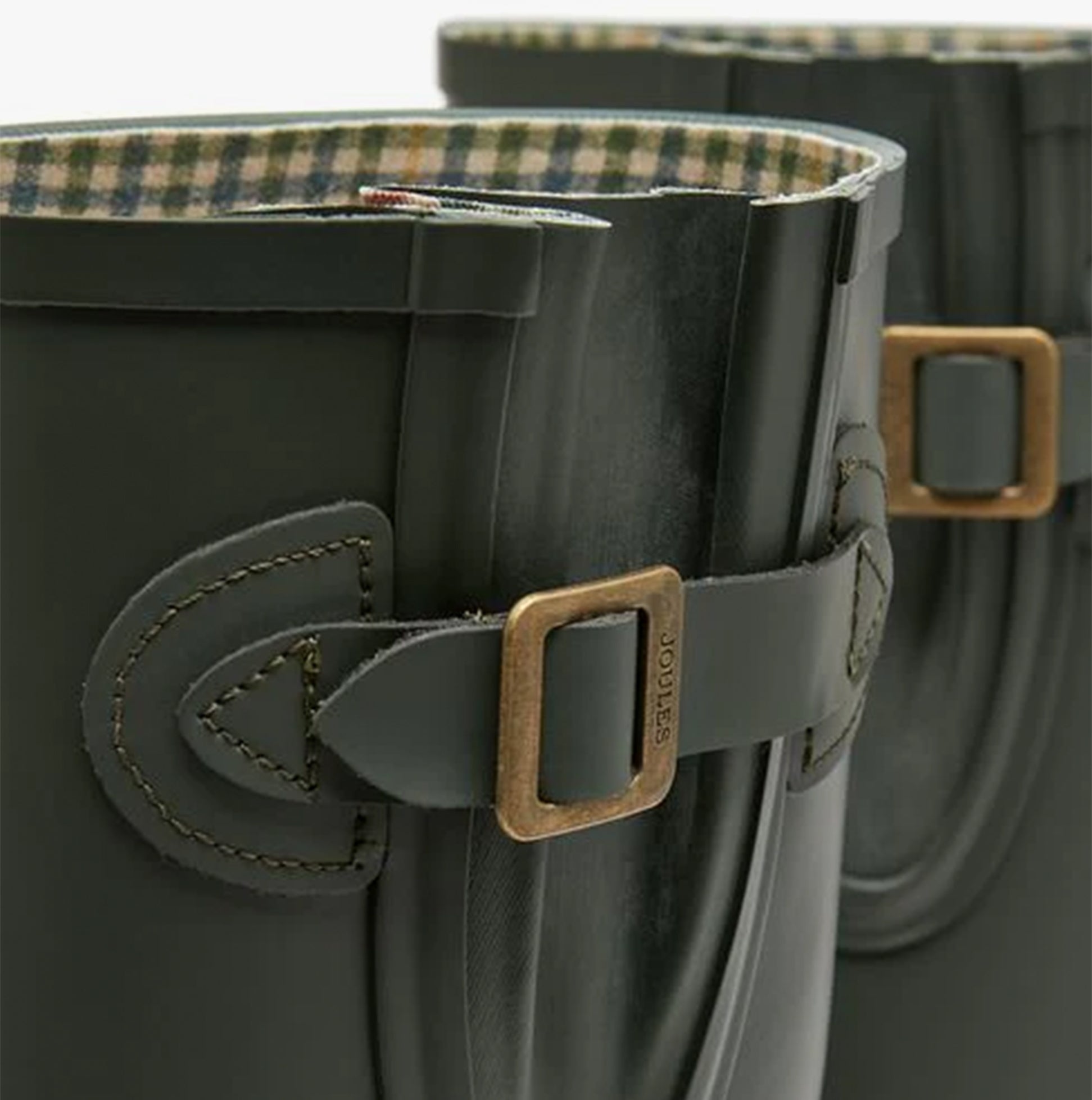 Joules HOUGHTON Womens Wellies Green close-up detail view showcasing adjustable strap and buckle.