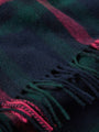 Joules LANGTREE Womens Scarf Navy Pink Check detail view showcasing fringed edges and heritage check pattern.