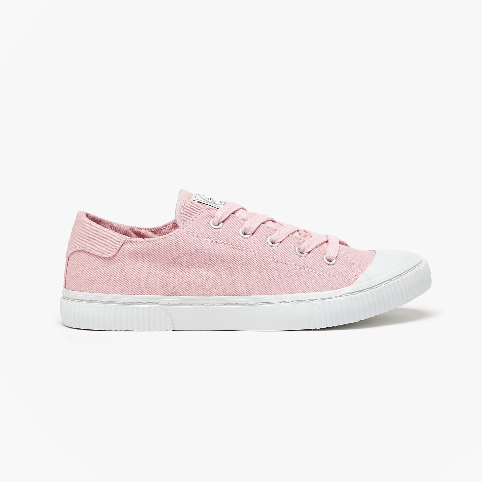 Joules COAST PUMP Womens Trainers Pink side view with lace-up closure and rubber sole.