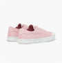 Joules COAST PUMP Womens Trainers Pink rear view, casual canvas trainers with lace-up closure and flat rubber sole.