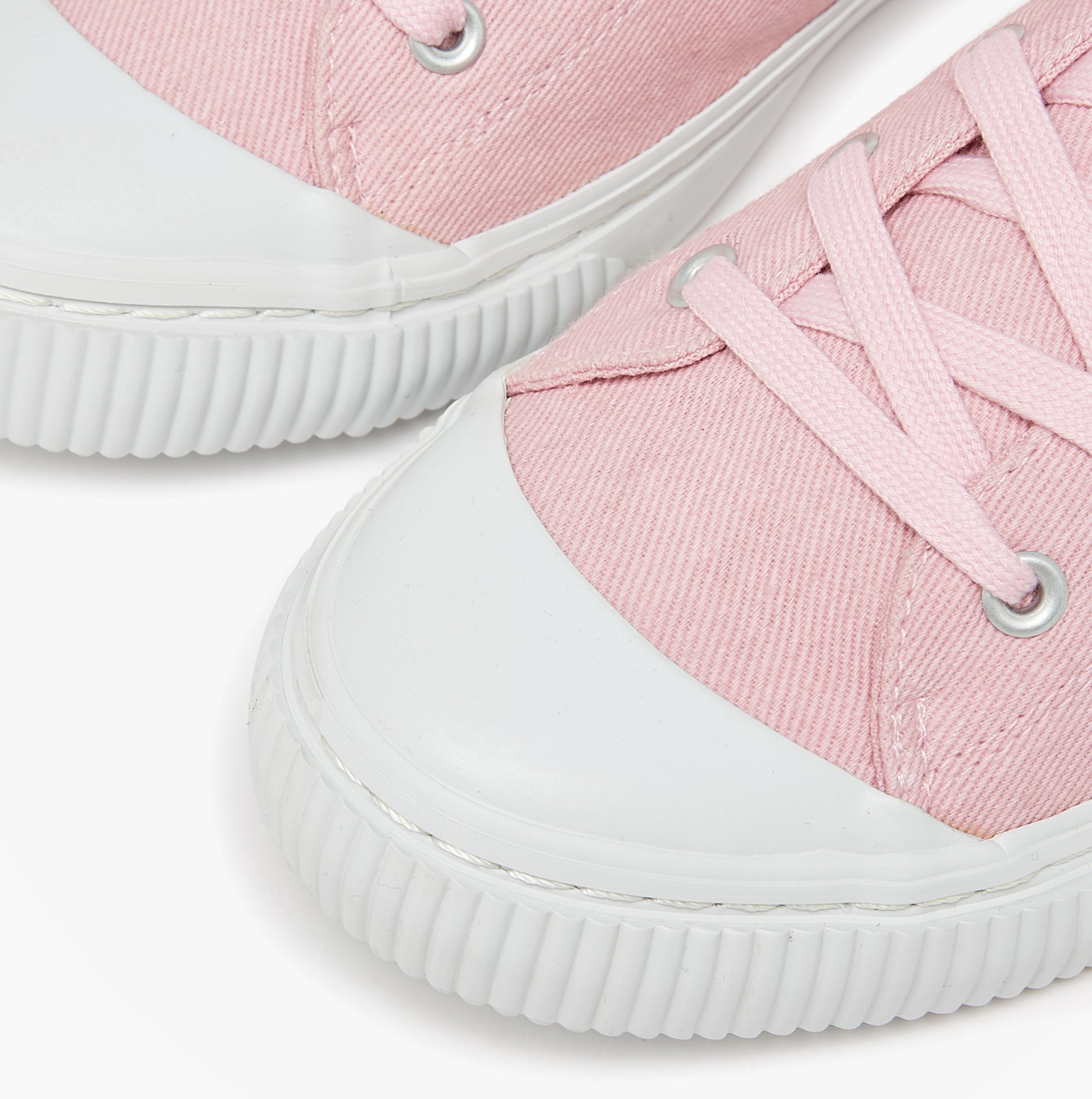 Joules COAST PUMP Womens Trainers Pink detail view showing canvas upper and lace-up design.
