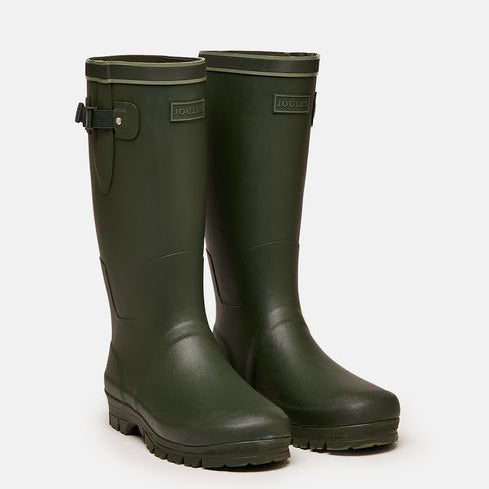 Joules ECKLAND Mens Wellies Heritage Green side view of waterproof rubber knee-high boots