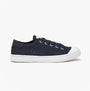 Joules COAST PUMP Womens Trainers Navy side view featuring lace-up closure and rubber sole.