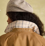 Joules Epwell Womens Waterproof Belted Trench Coat Brown back view with logo and plaid collar detail.