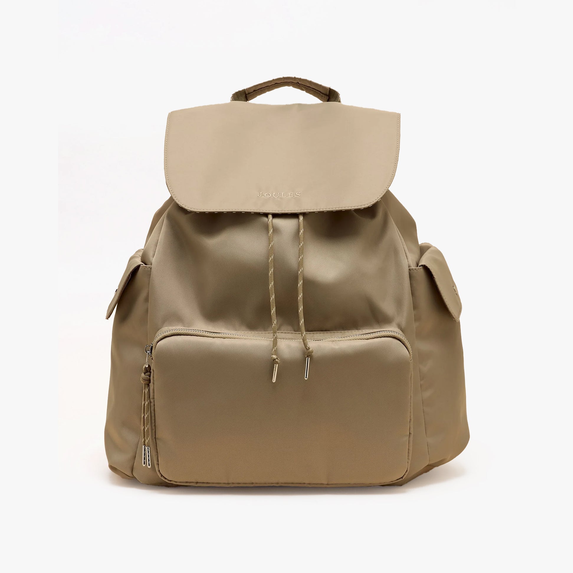 Joules CAMBECK NYLON RUCKSACK Womens NEUTRAL front view showing drawstring closure and adjustable straps.