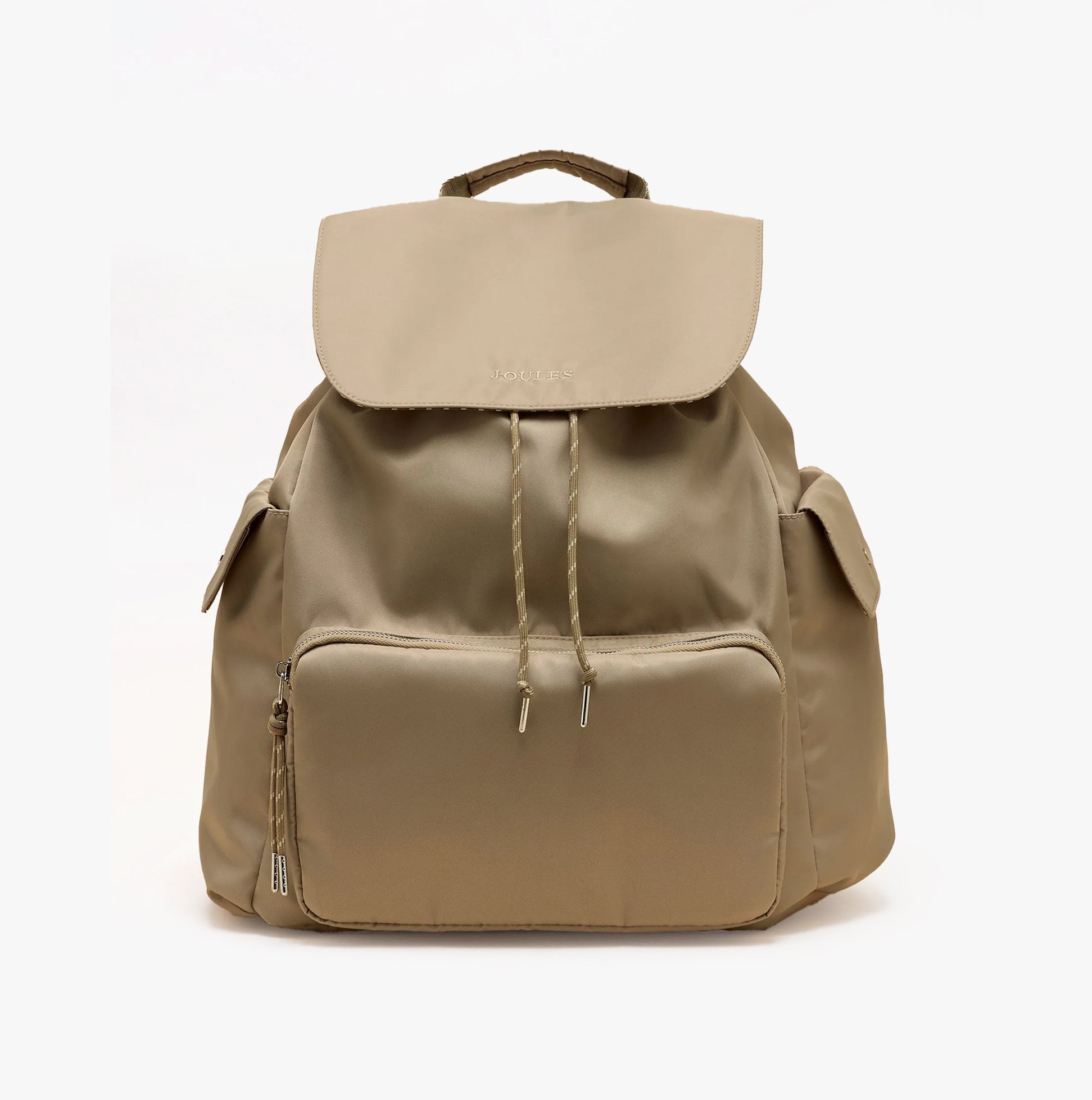 Joules CAMBECK NYLON RUCKSACK Womens NEUTRAL front view showing drawstring closure and adjustable straps.
