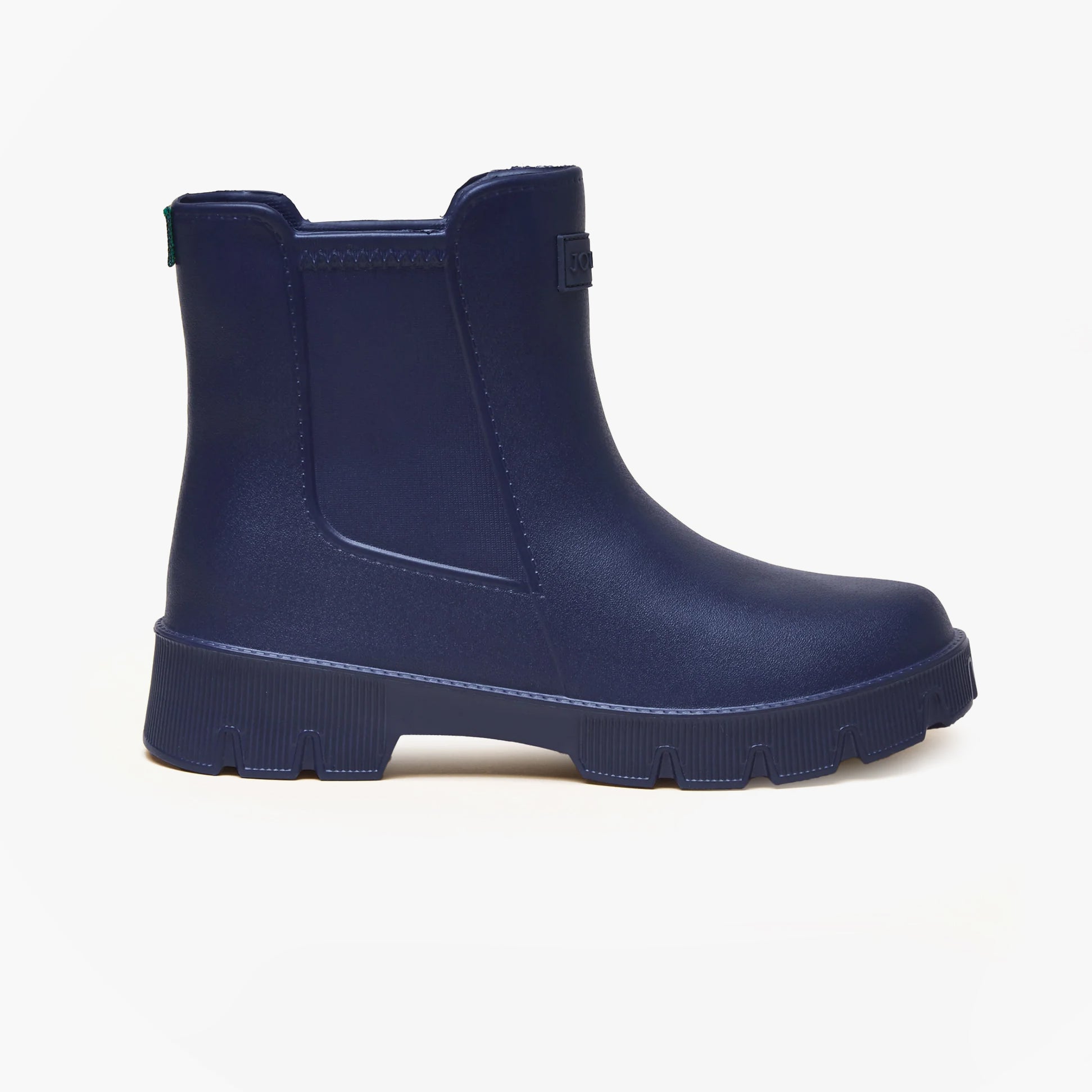 Joules RAINDANCE Lightweight Wellies Navy side view showcasing waterproof ankle boot design.