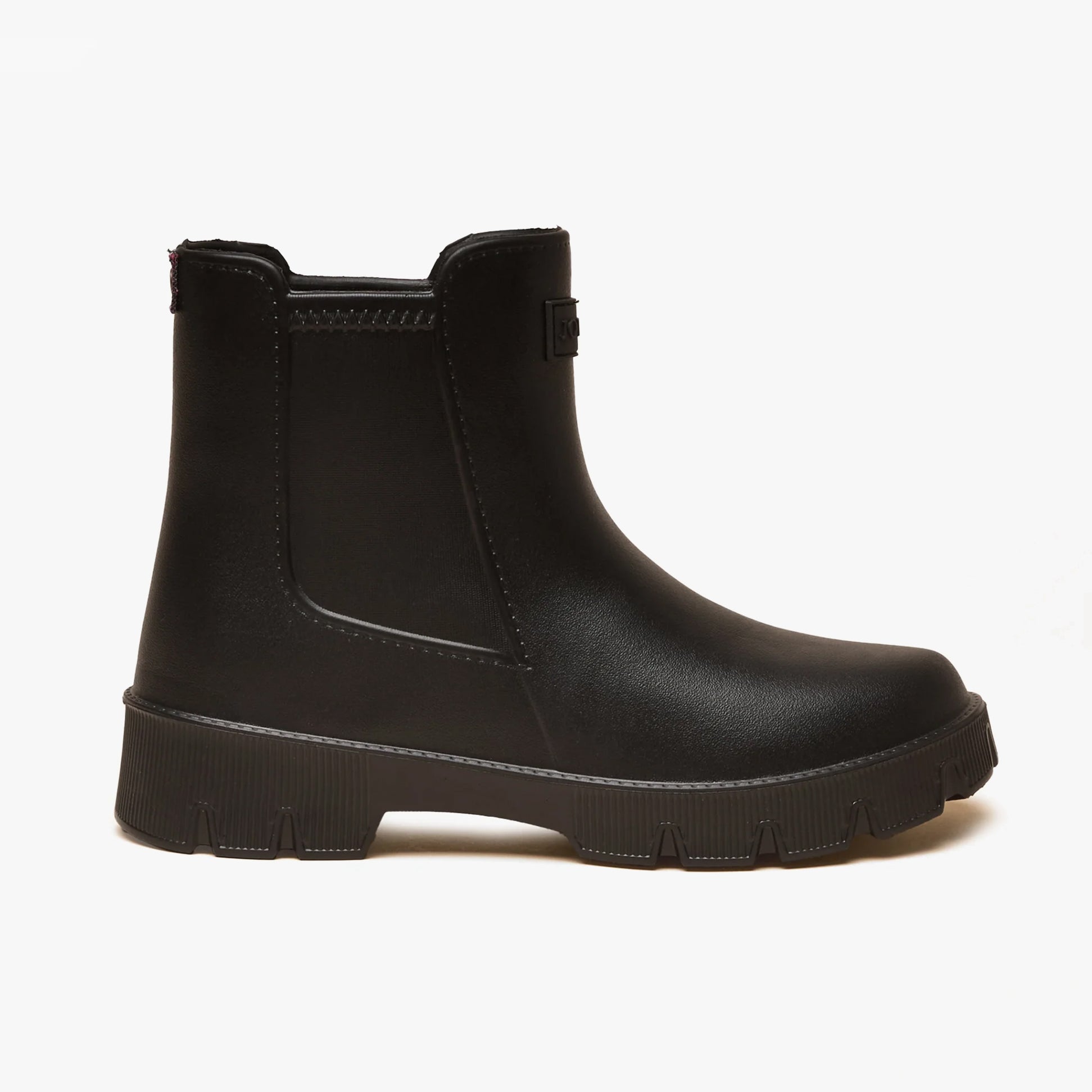 Joules RAINDANCE Lightweight Wellies Black side view showing smooth black EVA material and pull-on design.