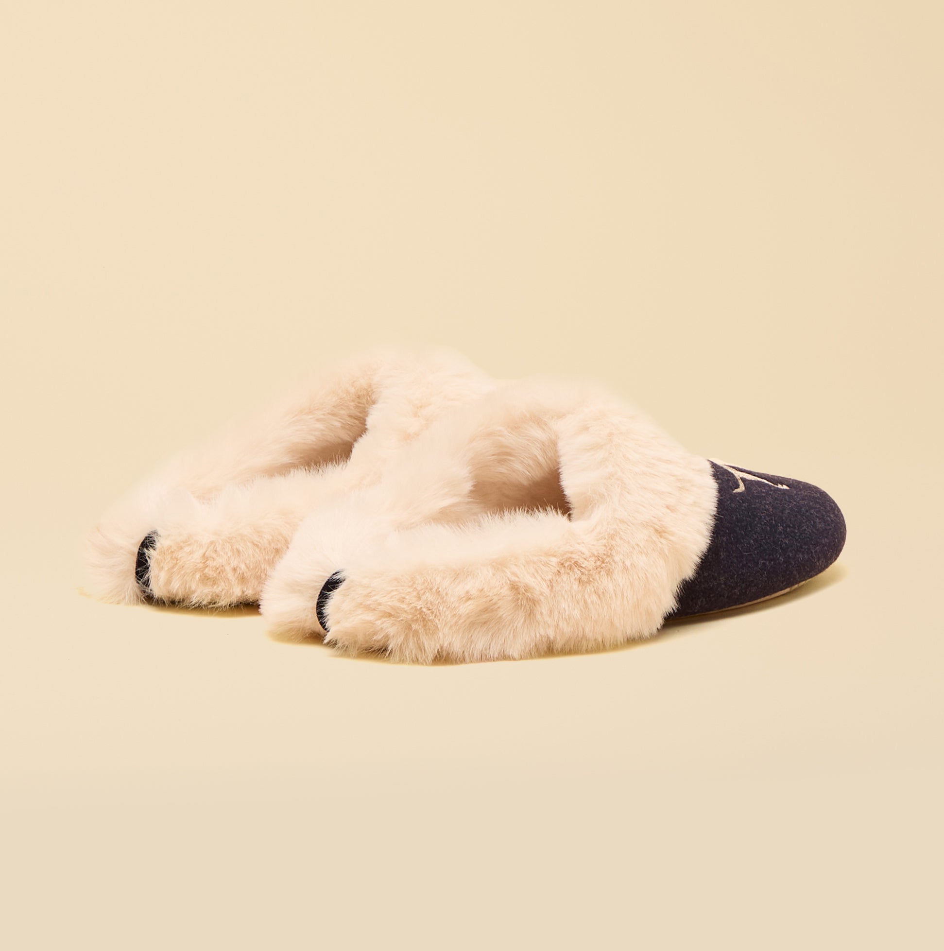Joules SLIPPET Womens Mule Slippers Navy side view showing soft lining and comfortable design.