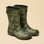Joules WISTOW Womens Wellies Khaki Green side view showing floral design and adjustable strap.