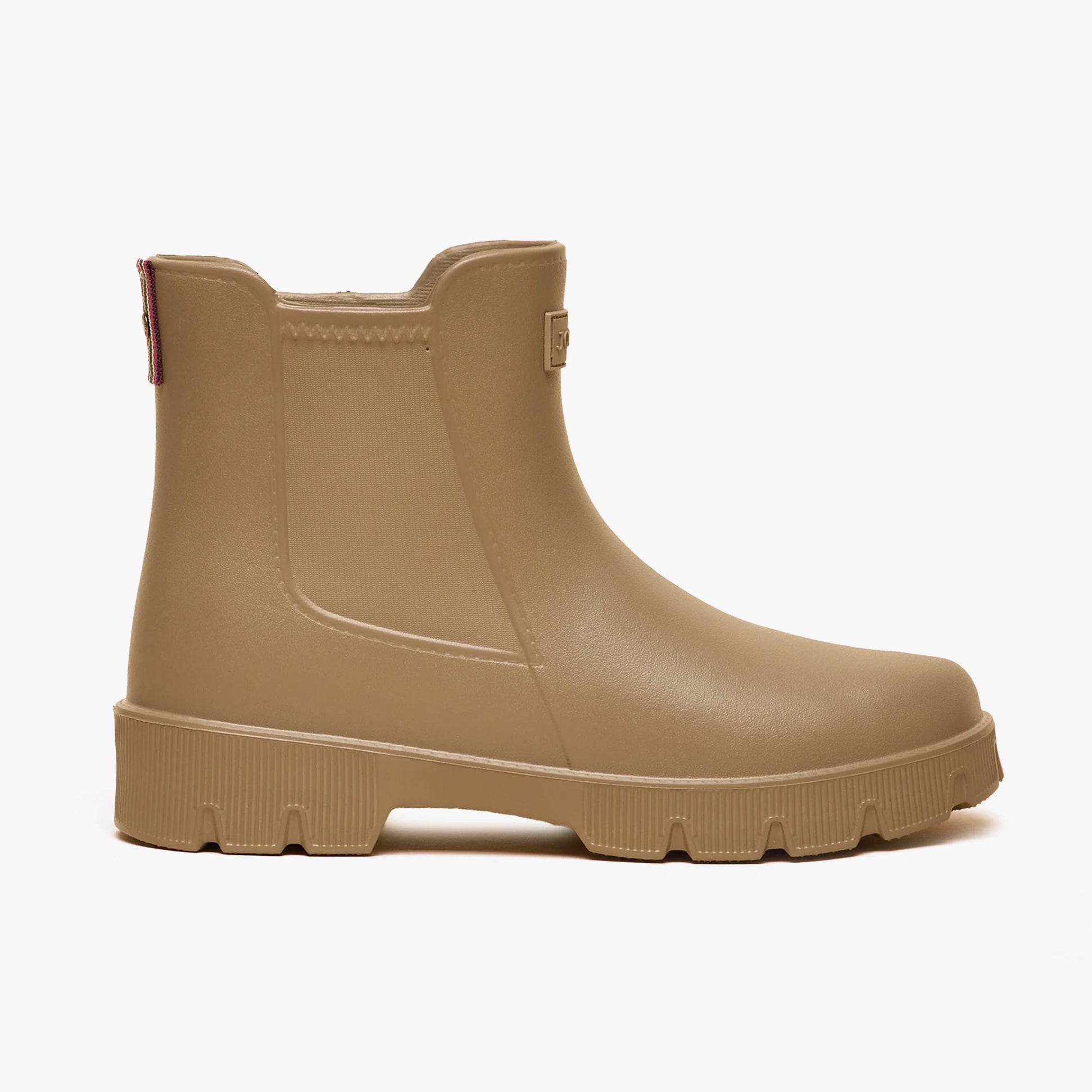 Joules RAINDANCE Lightweight Wellies Mink Brown side view showcasing the molded EVA material and pull-on design.