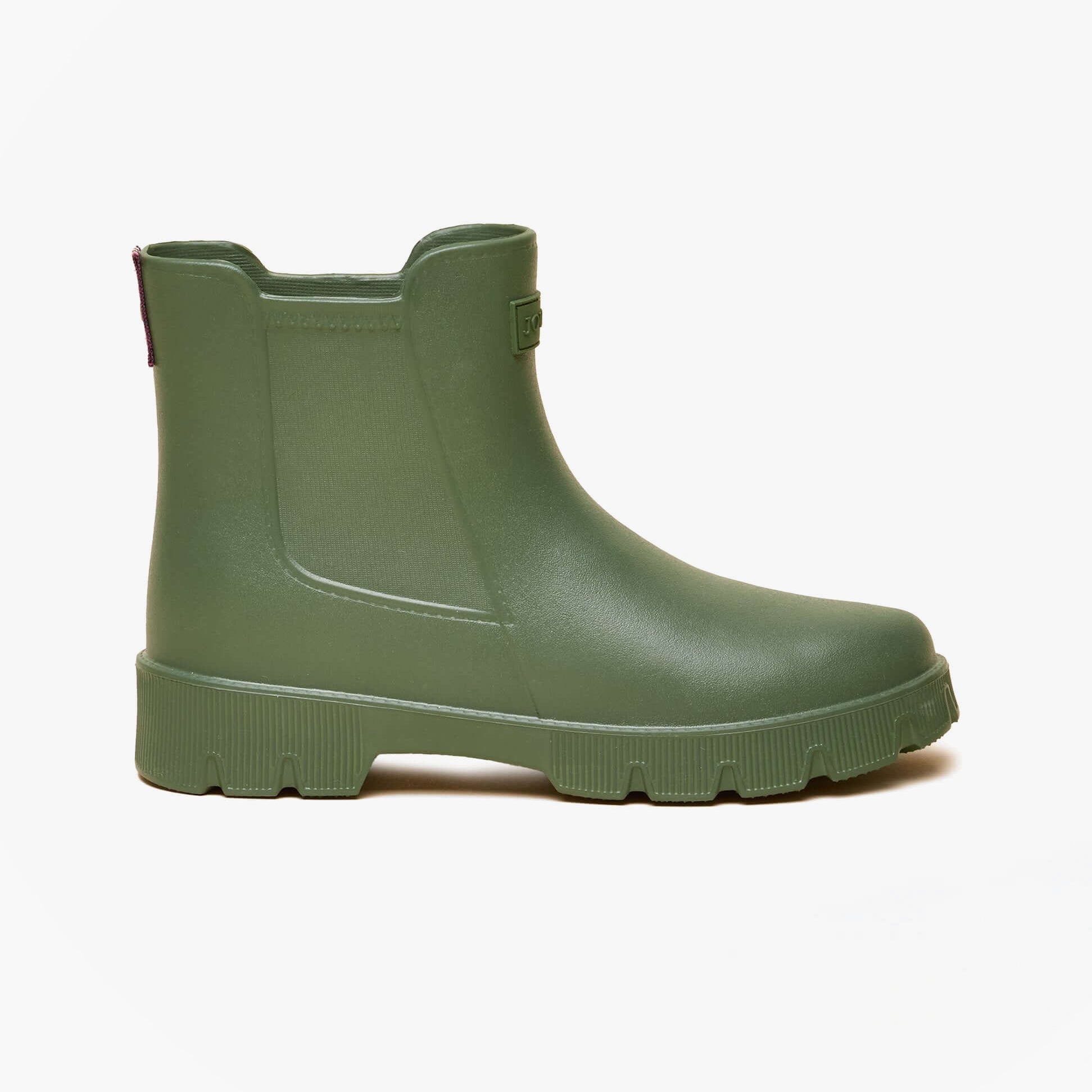 Joules RAINDANCE Lightweight Wellies Khaki Green side view showcasing boot style and lightweight design.