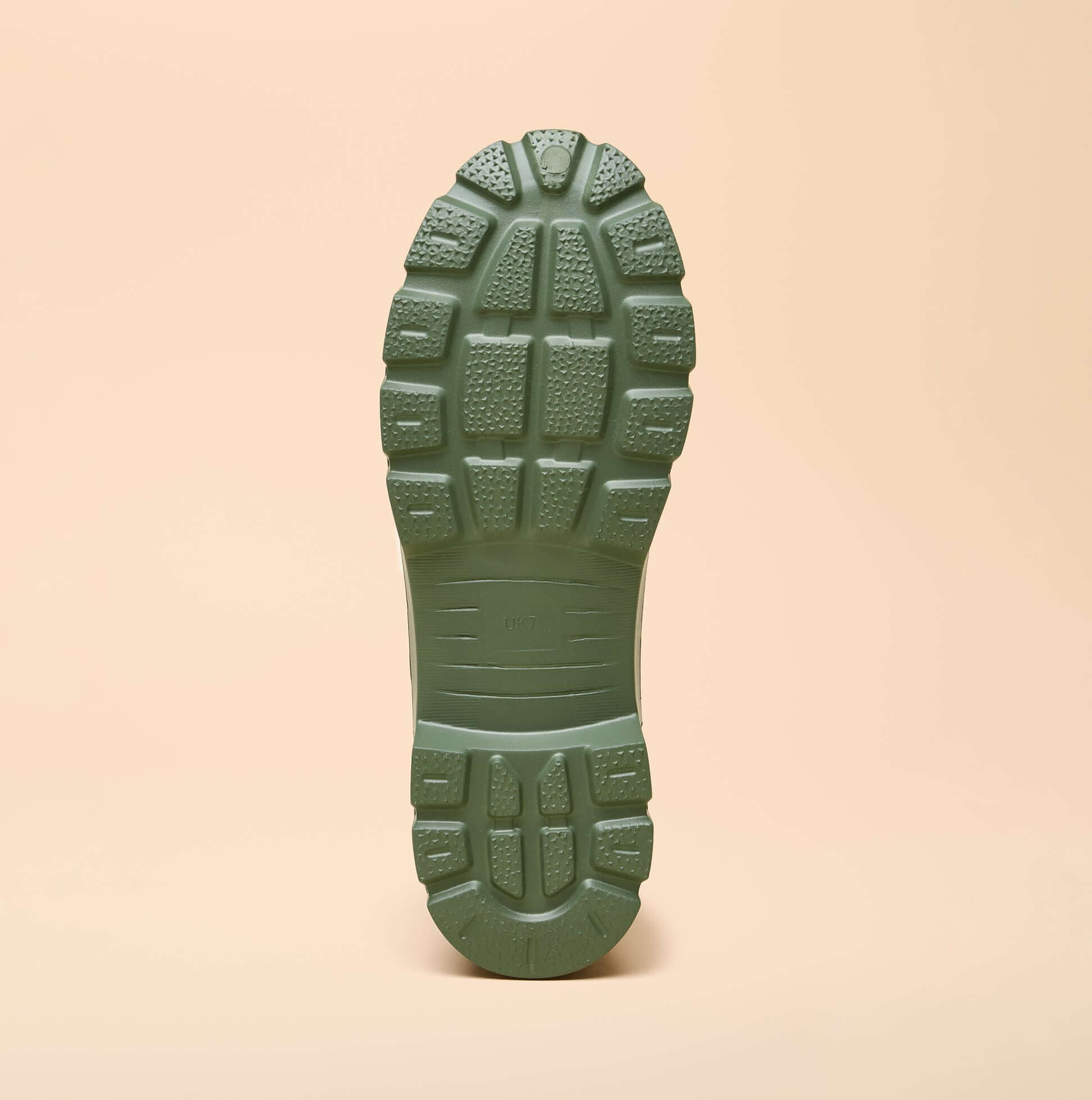 Joules RAINDANCE Lightweight Wellies Khaki Green outsole view showcasing the textured tread and grip pattern.