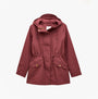 Joules PORTWELL Waterproof Hoodie Raincoat With Adjustable Waist Oxblood front view featuring hood and adjustable waist