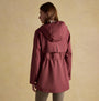 Joules PORTWELL Waterproof Hoodie Raincoat With Adjustable Waist Oxblood back view showcasing the fitted waist design.