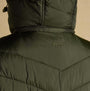 Joules PEMBURY Showerproof Longline Padded Coat with Hood Khaki back view showing logo detail.