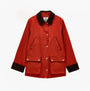 Joules KATHERINE Waterproof Heritage Coat Burnt Orange front view with button and zip closure, featuring pockets.
