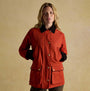 Joules KATHERINE Waterproof Heritage Coat Burnt Orange front view with button closure and side pockets.