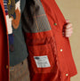 Joules KATHERINE Waterproof Heritage Coat Burnt Orange detail view showcasing interior lining and pocket.