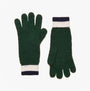 Joules POPLEY STRIPE Womens Gloves Green/Navy front view showing green and navy gloves with ribbed cuffs.