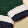 Joules POPLEY STRIPE Womens Gloves Green/Navy detail view showcasing the fabric texture and brand label.