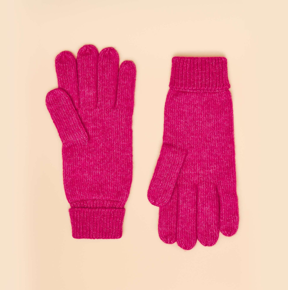 Joules ROSA Womens Gloves Pink, front view, vibrant pink color, cozy knitted texture, perfect for stylish winter wear.