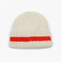Joules POPLEY STRIPE Womens Beanie Orange/Neutral top view showcasing the orange stripe detail on a cream background.