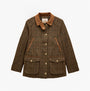 Joules CONTEMPORARY Womens Check Tweed Fieldcoat Brown front view showcasing stylish checks and button closure.