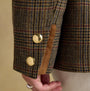 Joules CONTEMPORARY Womens Check Tweed Fieldcoat Brown detail view showing buttons and fabric texture.