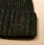 Joules HAMMOND Mens Beanie Green detail view with textured knit and logo embroidery.