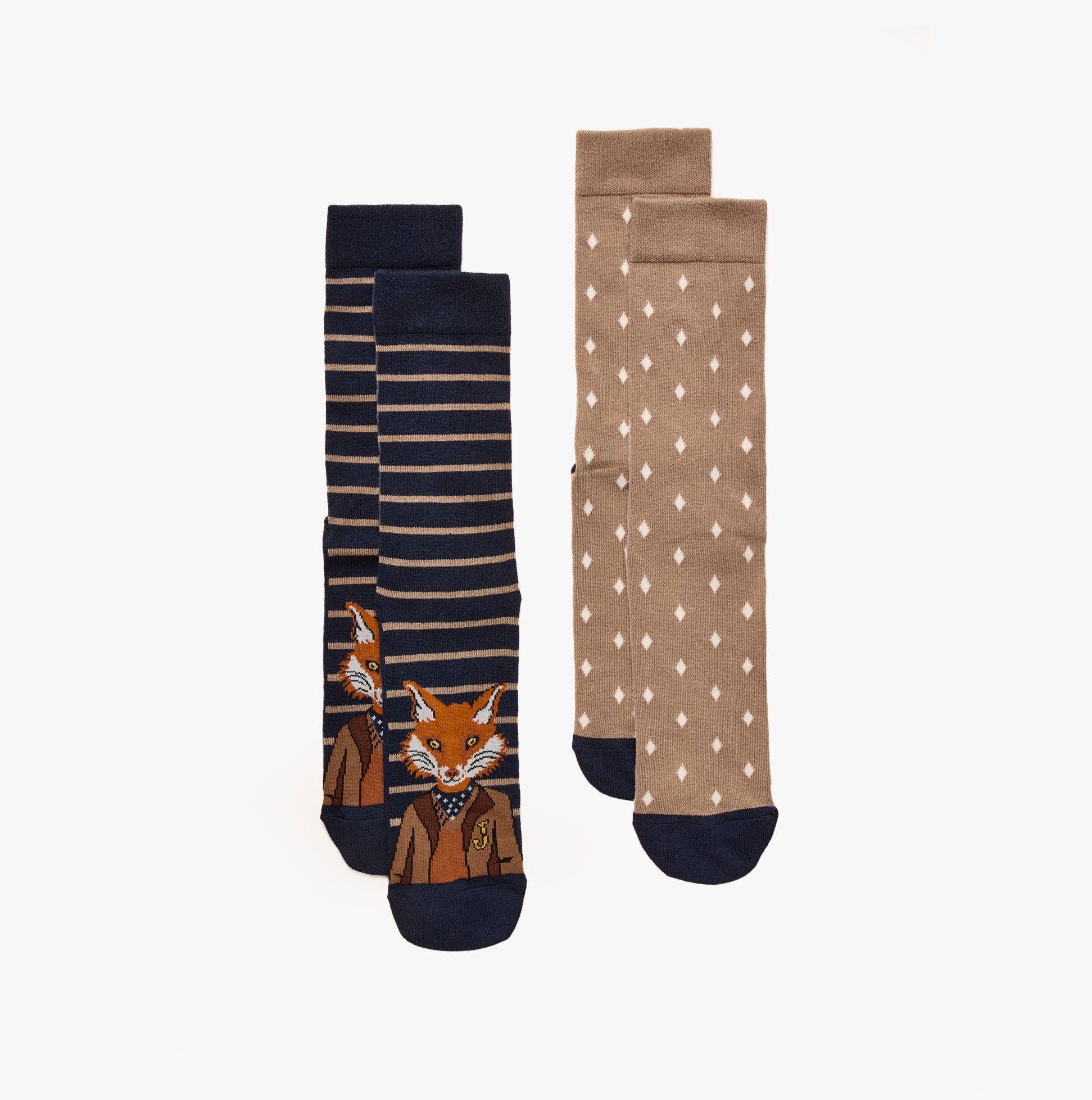 Joules KINGSBURY Mens Socks Navy/Oatmeal side view showing striped and patterned designs.