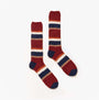 Joules FLUFFY Mens Socks Red side view showing striped design and soft material.