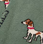 Detail view of Joules EVERYDAY Womens Socks Green/Blue featuring playful dog design on a green background.
