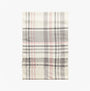 Joules LANGTREE Womens Scarf Pink/Grey flat view showcasing the plaid design with fringed edges.