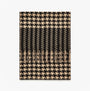 Joules LANGTREE Womens Winter Black/Tan front view of the scarf featuring houndstooth pattern and fringes.