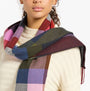 Joules LANGTREE Womens Winter Multi front view showing colorful plaid scarf wrapped around the neck.